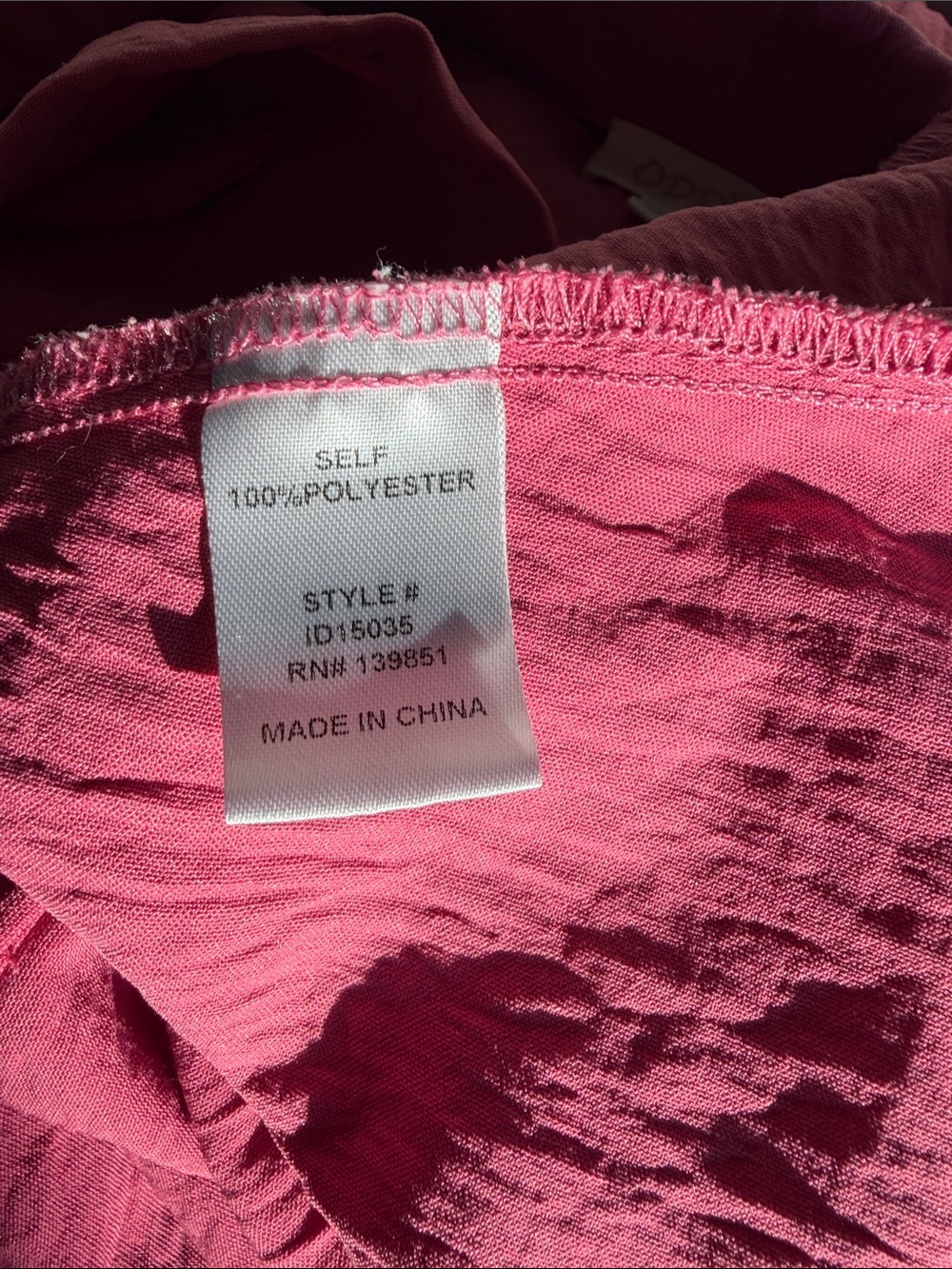 ODDY Pink Button-Front Drawstring Shirt Dress - Picture 5 of 5